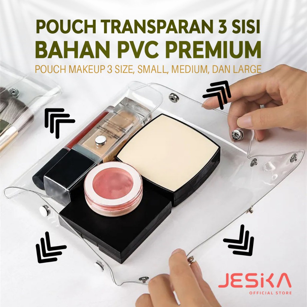 Pouch make up transparan bening polos waterprof anti air dompet kosmetik mini lucu aesthetic estetik
