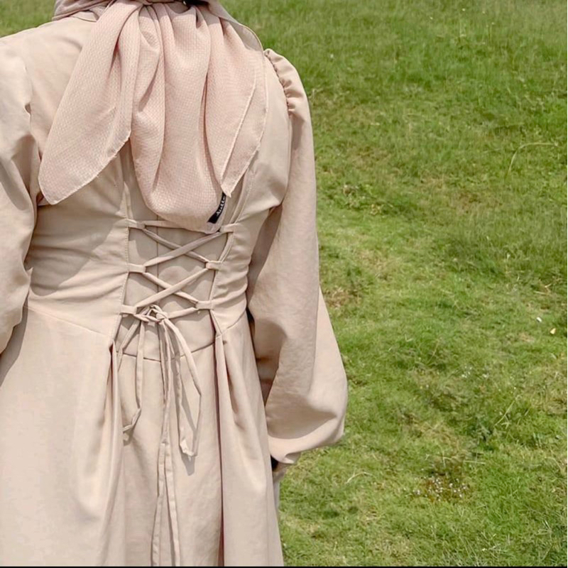 YOONA DRESS VINTAGE tali di bagian belakang / Gamis vintage remaja katun mewah