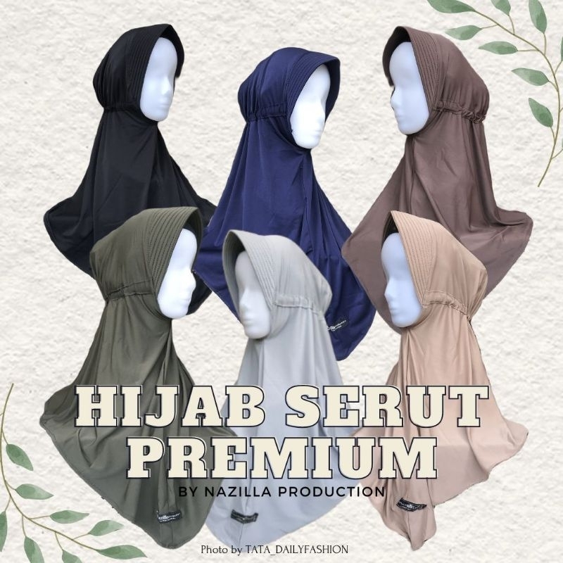 Hijab Kerudung Instan Serut Pet Jersey Premium by Nazilla Production