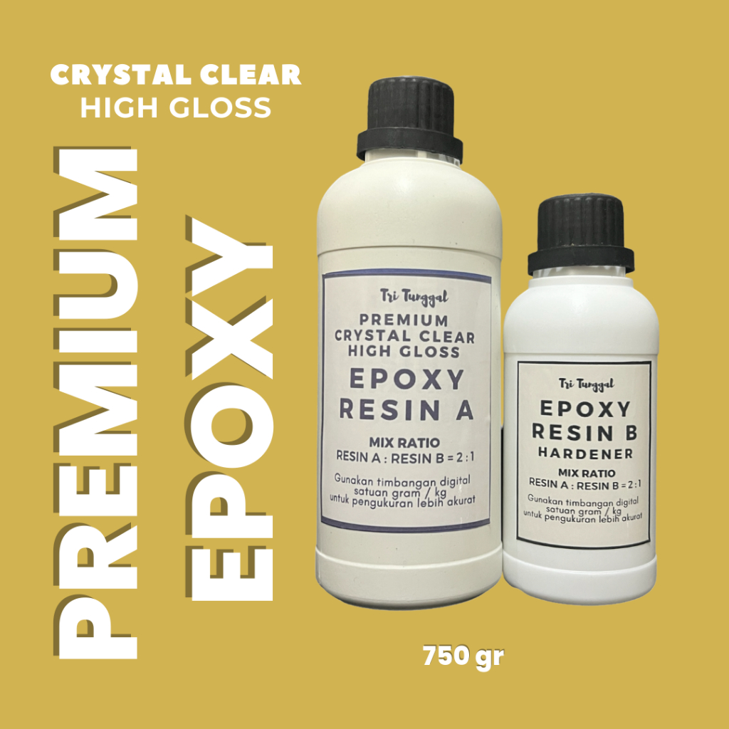 Resin Epoxy High Gloss Crystal Clear Bening 750gr 750 gr Hardener Set Geode Paketan Recine Cair RESI