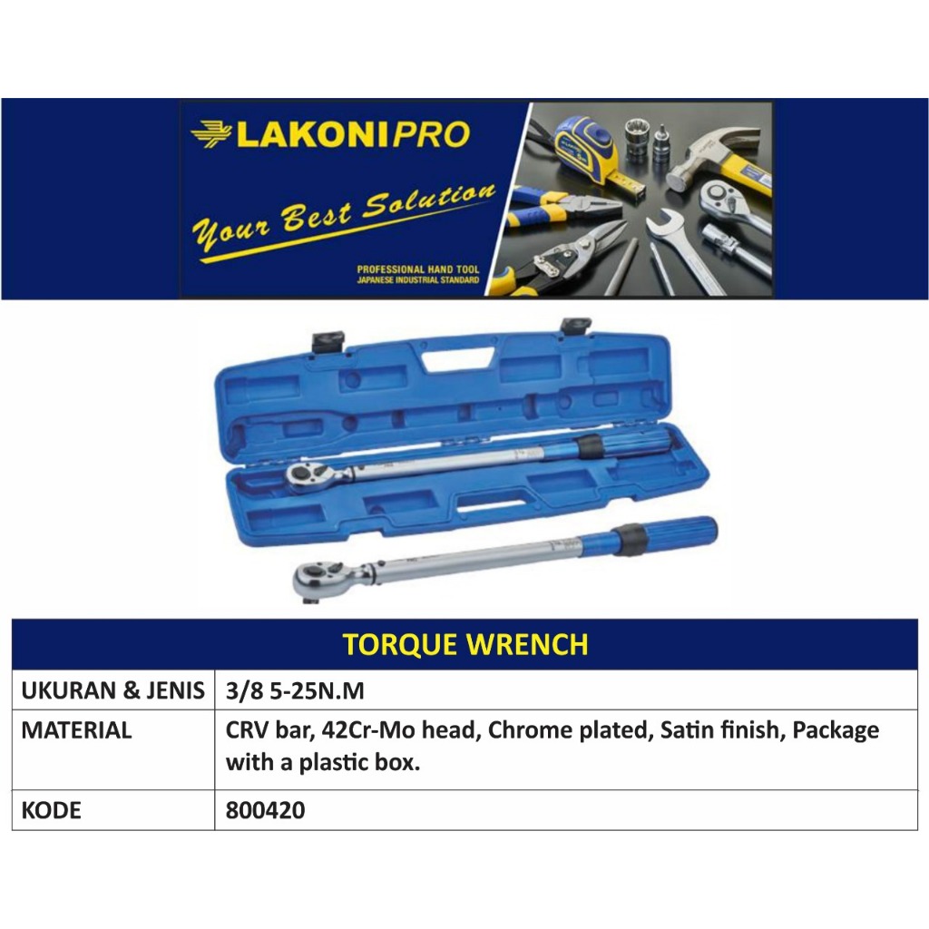 Kunci Torsi Torque Wrench 3/8 5-25 NM Lakoni Pro Jetjo Tools