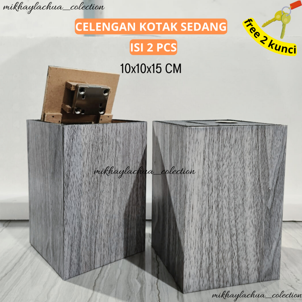 (2 PCS) TERBARU CELENGAN VIRAL JUMBO + KUNCI KOTAK AMAL KAYU ANTI RAYAP CELENGAN MOTIF POLOS UKURAN 