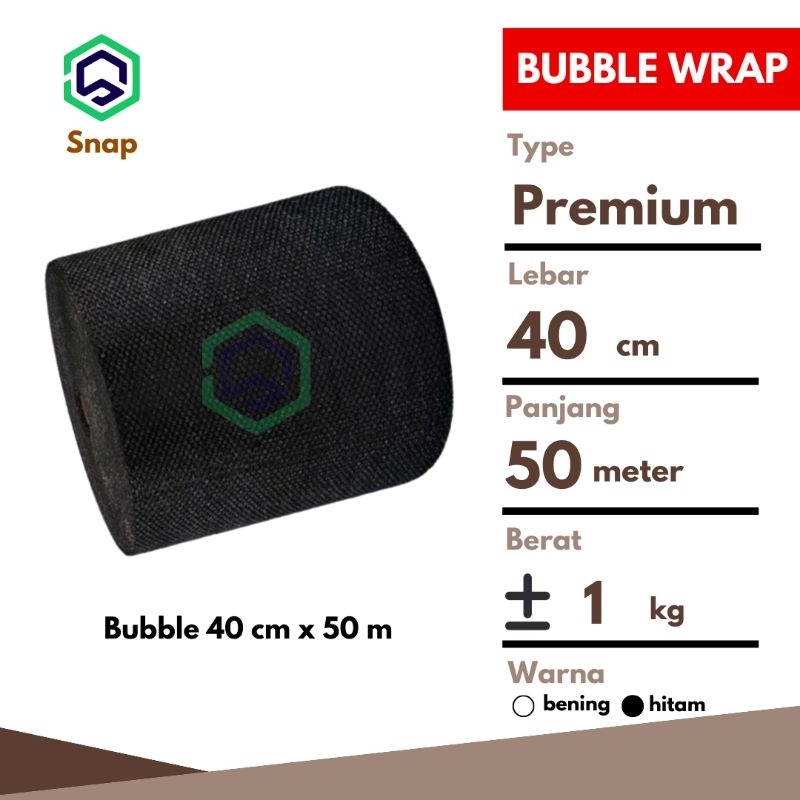 

Bubble Wrap Hitam/Bening 40 Cm x 50 M Ekonomis Hemat