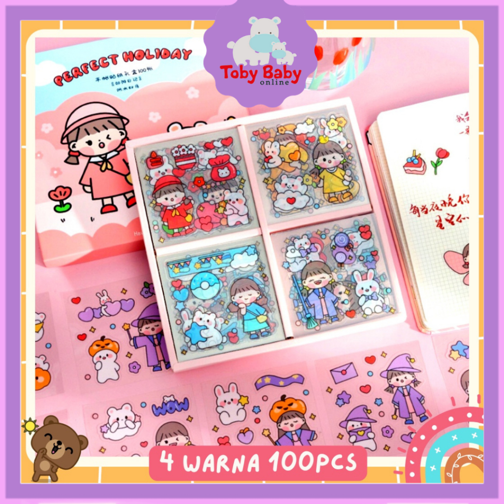 

Stiker BOX 2D Tempel Lucu 4 Warna Isi 100 Lembar Anti Air Design DIY Cute Aesthetic Sticker