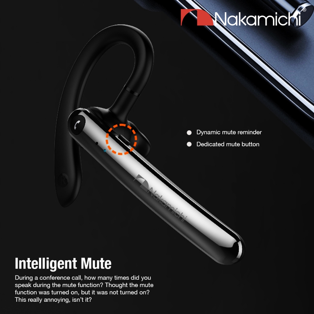 Nakamichi N2 Headset Mono Wireless Mobile Earphone Bluetooth Mic HD