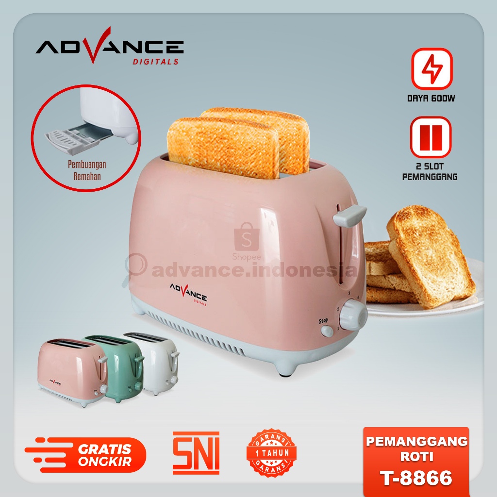 

Advance T8866 Toaster Pangganan Roti 2slice Sandwich Memanggang Memanaskan Roti Toaster Roti