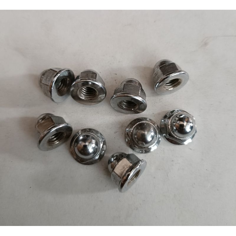 Mur head flange cup mur topi M6 (mur baut 10) nekel pendek 1pcs