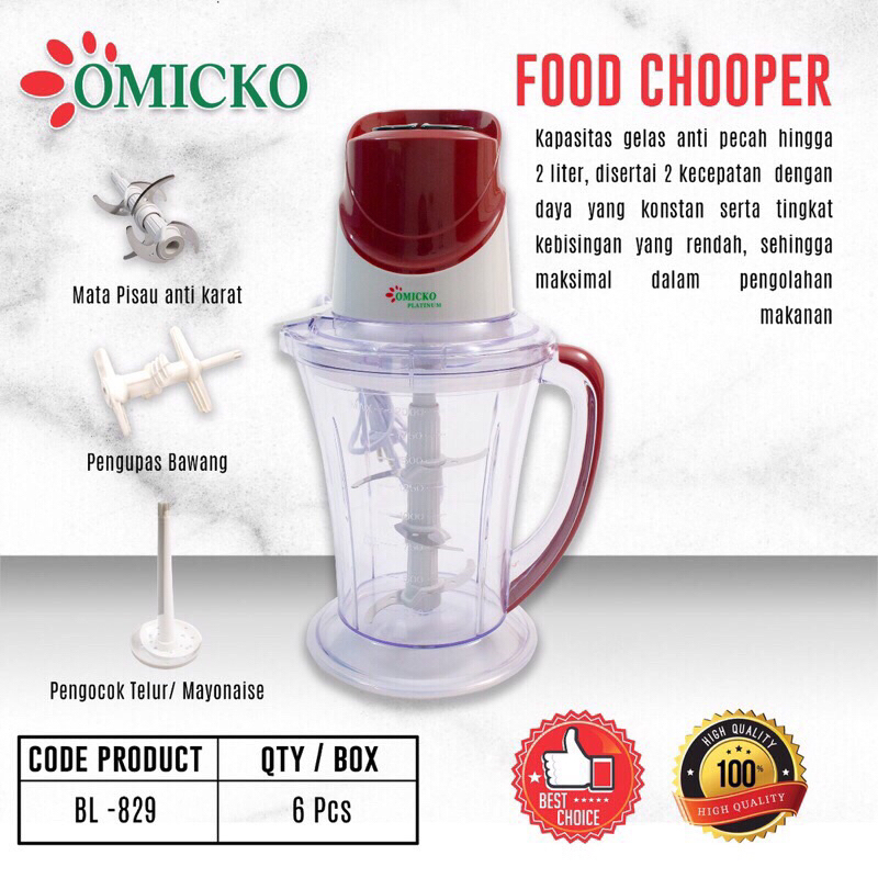 Chopper food omicko 828 / 829 Chooper omicko jamin barang bagus berkualitas 6 mata pisau yang tajam