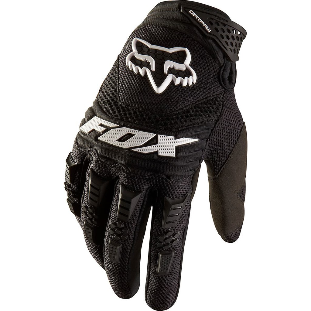Sarung Tangan Fox full finger model racing trail motocross, bahan sintetis elastis, protektor karet,