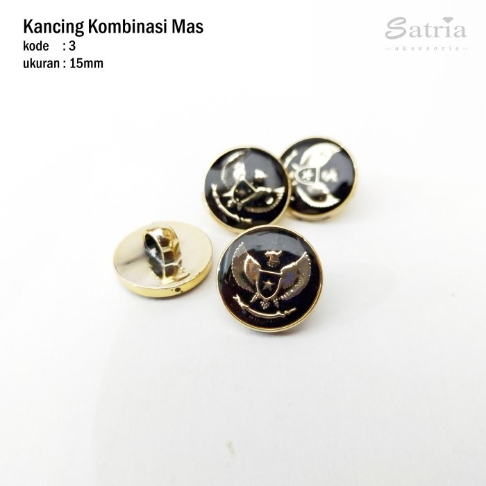 KANCING JAS SAFARI EMAS / KANCING JAMUR 15mm KODE : 3 GARUDA @144pcs