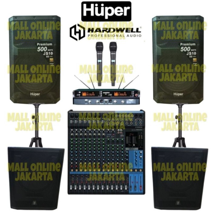 Paket Speaker Aktif Huper 15 Inch Js10 Subwoofer 18Inch Mixer 16 Channel