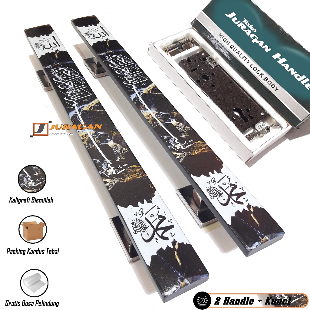 Handle Pintu Rumah Set Kaligrafii 60 cm Handle Pegangan Pintu Aesthetic Gagang Pintu Stainles Mewah