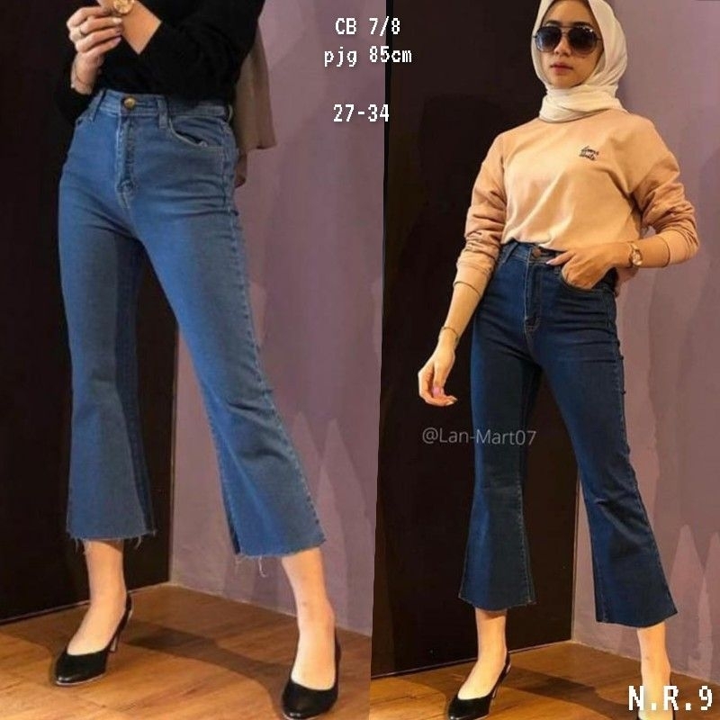 celana  jeans  wanita cutbray 7/8