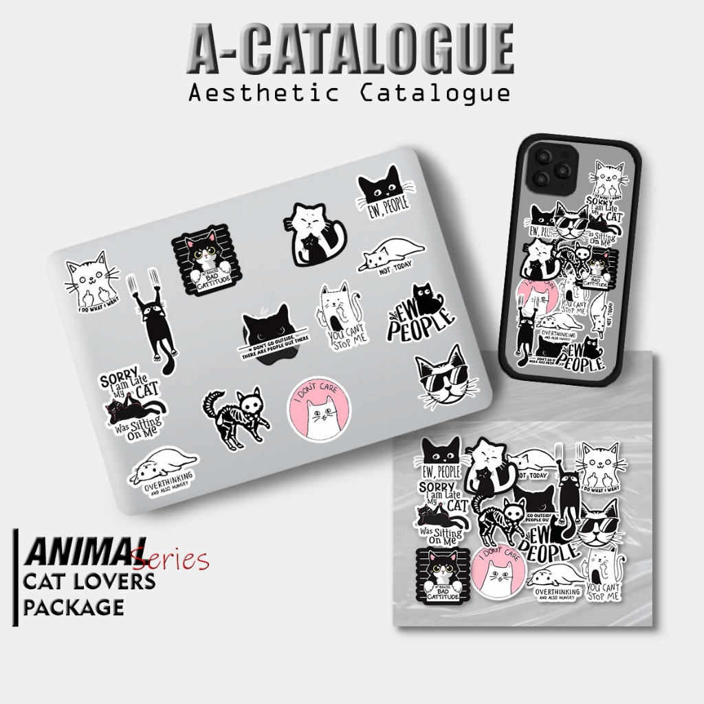 

Sticker Aesthetic Catalogue Waterprooft Compilation Hypebeast Animal Kucing Icon Logo || CAT LOVER PACKAGE