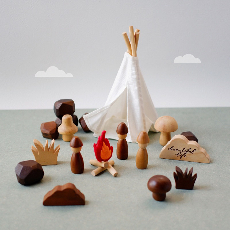 preloved Lettering and Life Camping Set Teepee Tent Api Unggun Tenda Mainan Anak Perlengkapan Kemah 