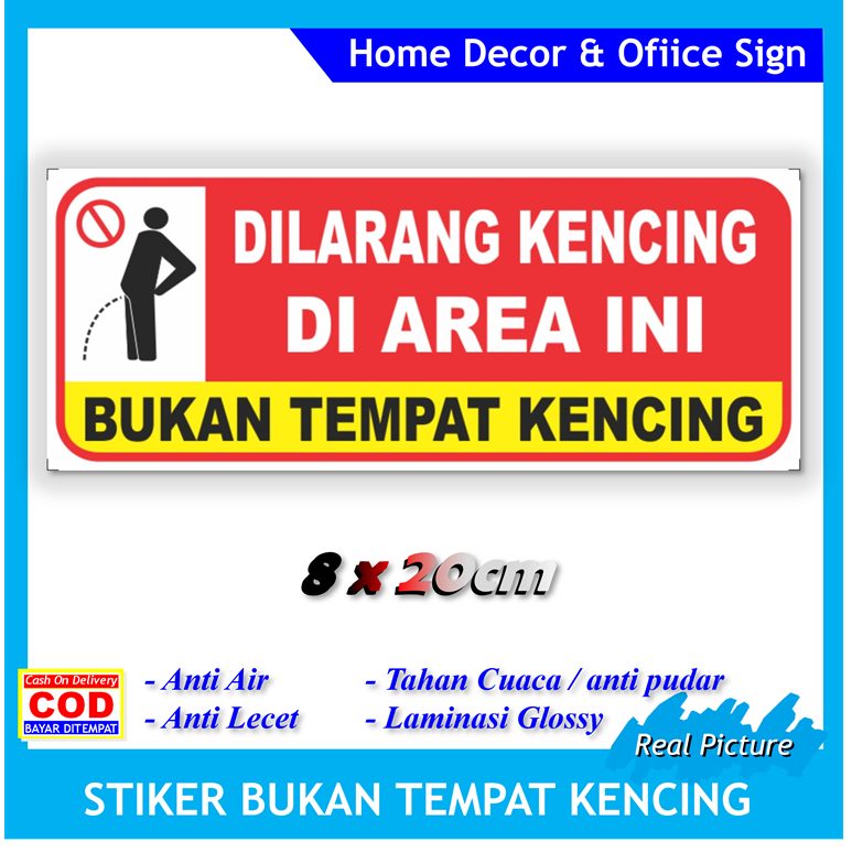 

Label stiker dilarang kencing di area ini sticker anti pesing najis kotor toko pabrik rumah masjid musholla dll