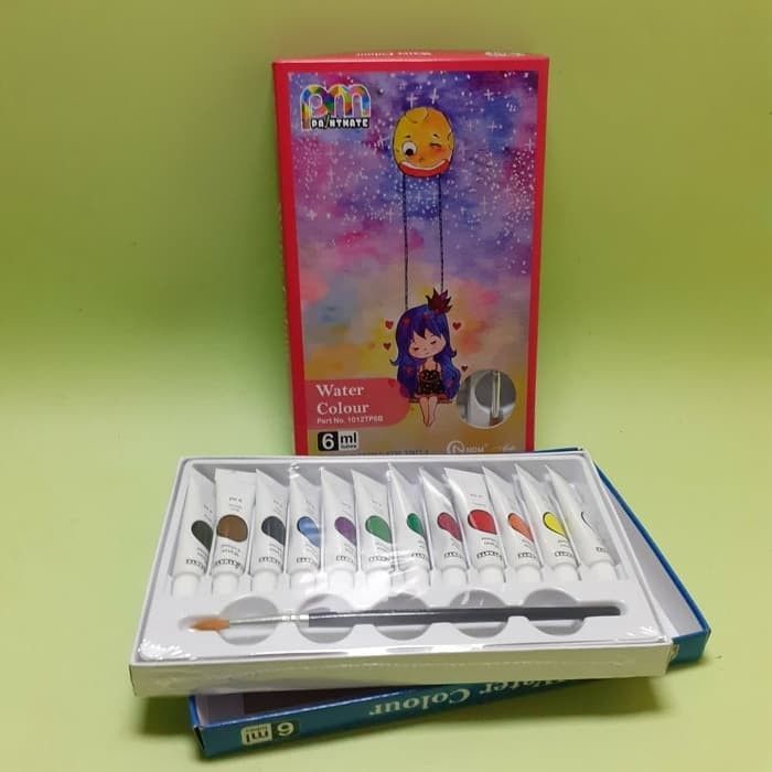 

NDM WATER COLOR I CAT AIR 6ML X 12 WARNA( 1 set Palet + Kuas )