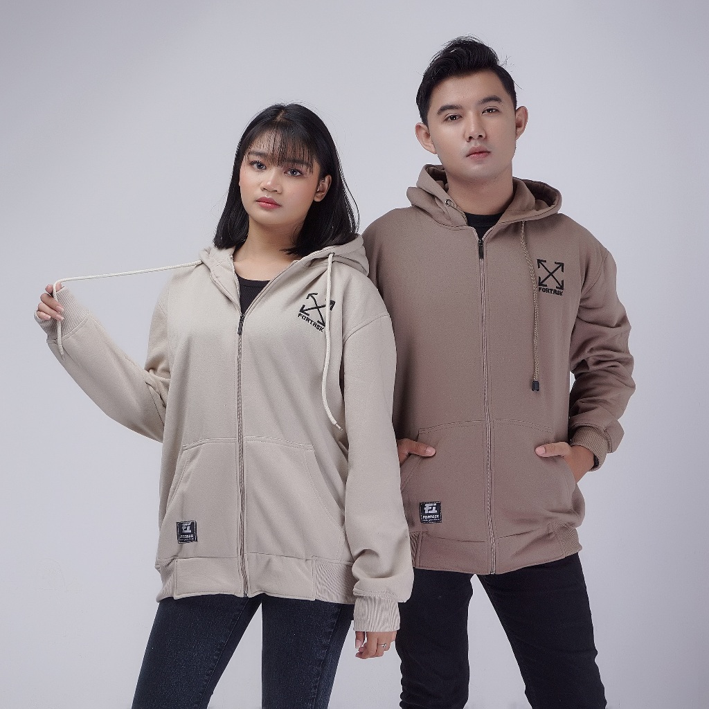 JAKET HOODIE ZIPPER POLOS HITAM PRIA WANITA FORTASK
