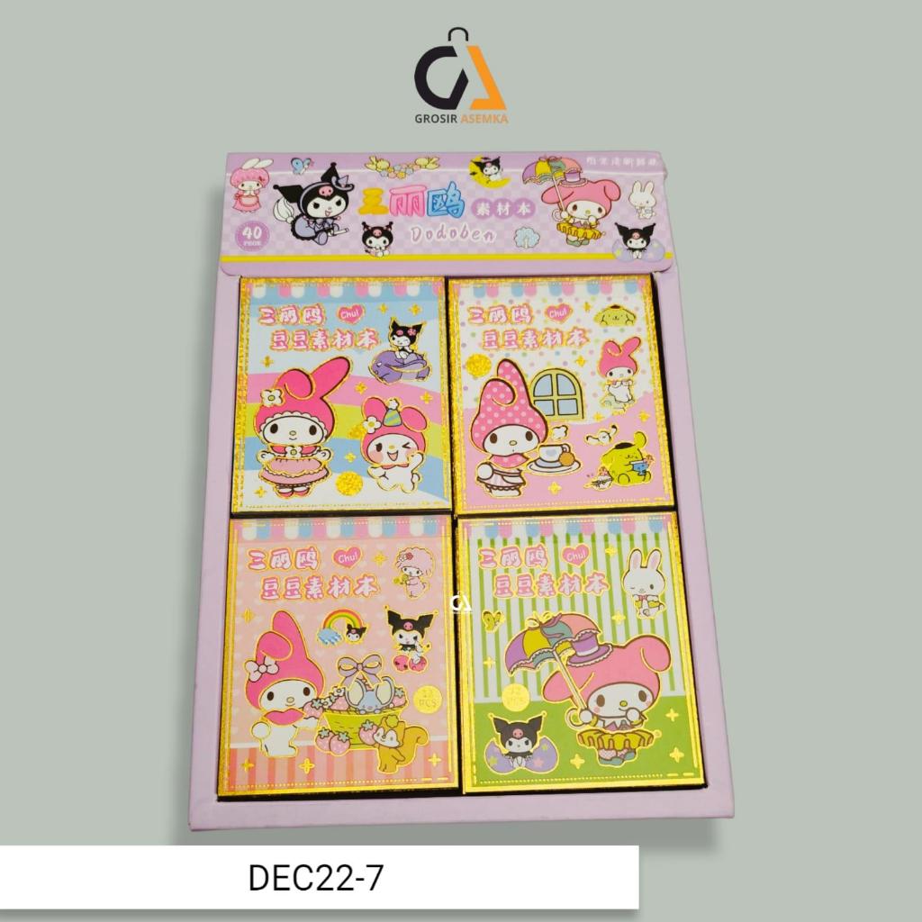 

(PAKET 1 BOX ISI 40 BUKU) Stiker Notebook Mini Aesthetic Motif Sanrio Viral Buku Sticker Book Note Paper