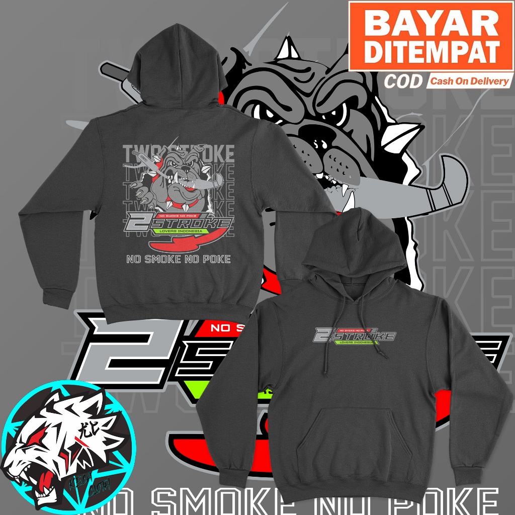 JAKET HOODIE 2STROKE PITBULL TWO STROKE NO SMOKE BIG SIZE JUMBO HOODIE 2 STROKE 2XL 3XL