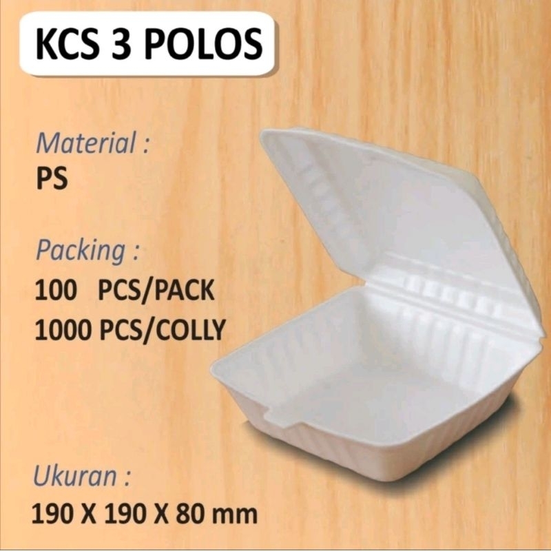 (Khusus Instant & Sameday) Foam KCS 3 Polos - Sterofoam Polos Box Nasi Polos
