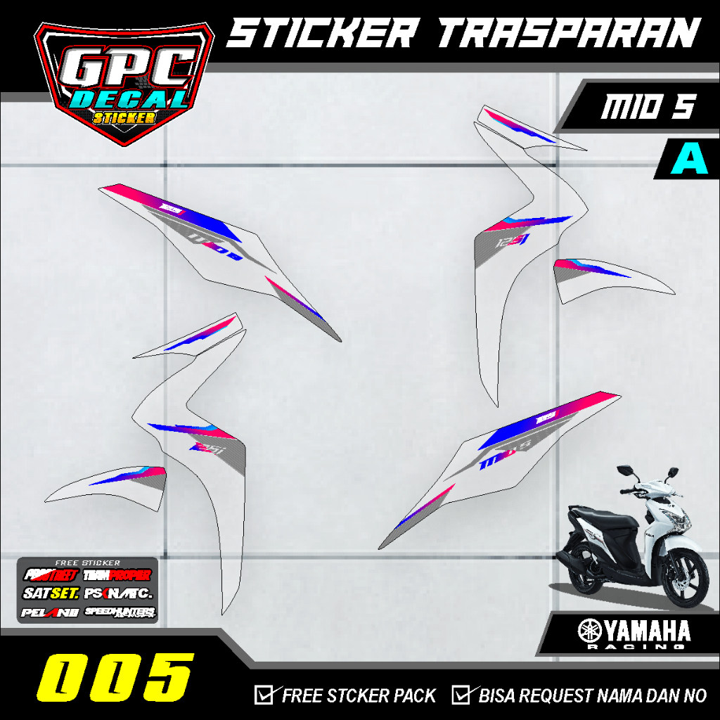 STRIPING TRANSPARAN UV YAMAHA MIO S DESAIN MINIMALIS GPC DECAL 005
