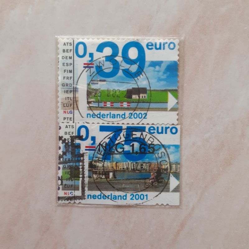 (A) Perangko Belanda/Netherland/Nederland Introduction of the Euro Tahun 2002 set 2pcs