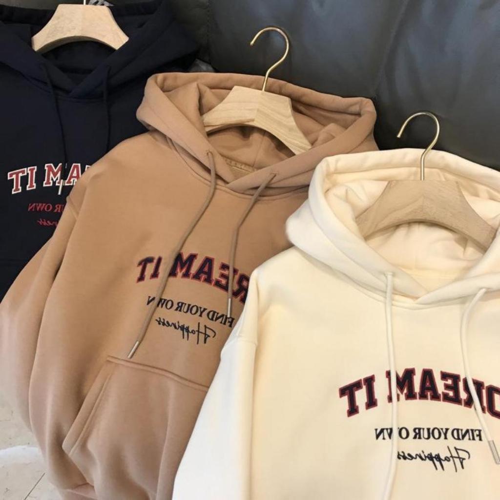 TAYECEN M-2XL Hoodie Wanita Mantel Besar Bordir Huruf Gaya Korea