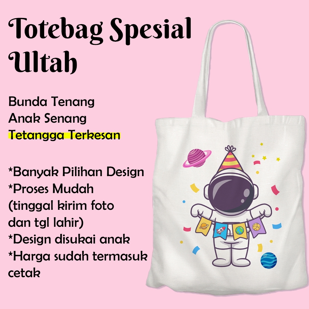 Tas Ulang Tahun Anak Astronout Totebag Tas Ultah Goodie Bag Tas Ulang Tahun anak COWOK TERMURAH Pere