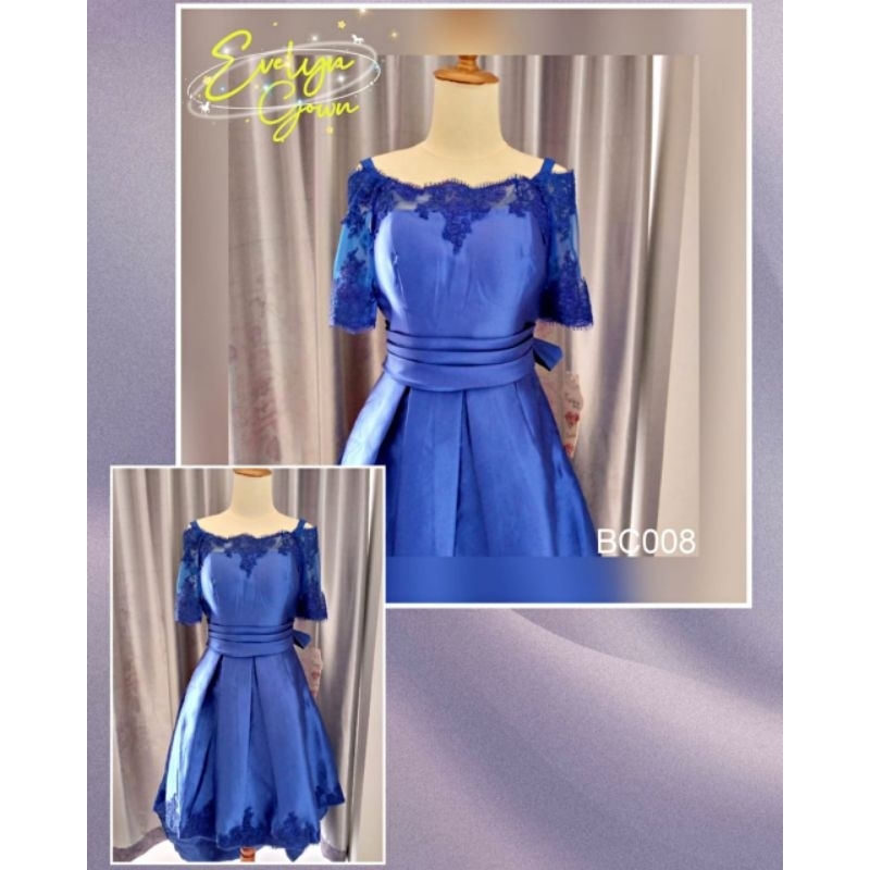 gaun/dress pesta biru preloved