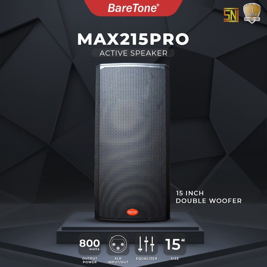 Speaker Aktif Double 15 Inch BareTone MAX215PRO RMS 1000 Watt Original Baretone