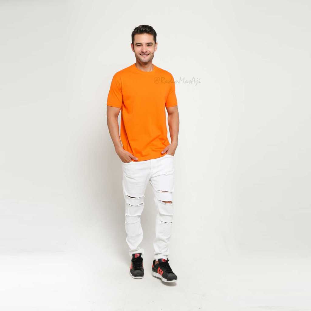 Kaos Polos Cotton Combed 30S Premium Lengan Pendek - Orange/ Sunkis/ Persija
