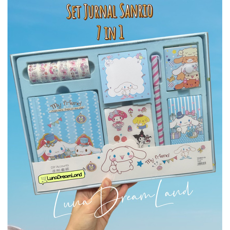 

KADO ULTAH GIFT SET 7 IN 1 KUROMI MELODY CINNAMOROL PAKET ALAT TULIS 7 IN 1 SANRIO FAMILY TERLUCU TERMURAH BISA COD
