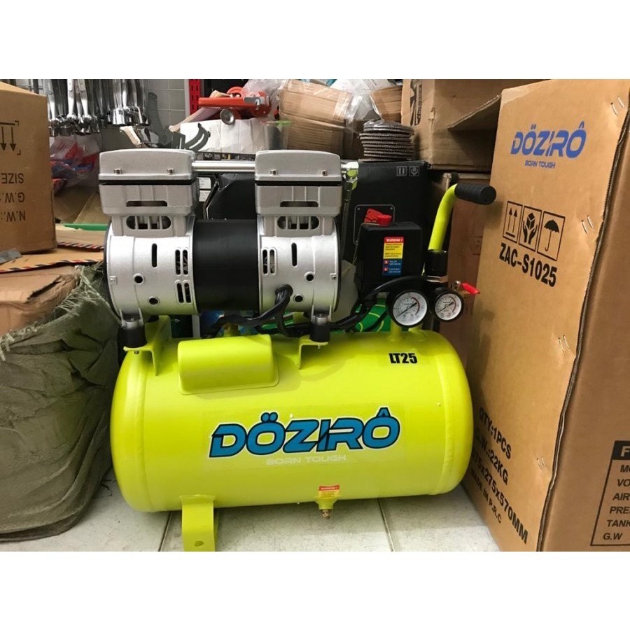 Compressor 1 Hp Silent 25L Doziro Portable Oilless Kompresor Angin 1HP