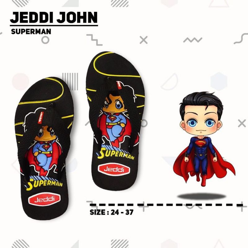JEDDI [SUPERMAN] Sandal Superhero/ Sandal Japit Anak Cowok Kartun/ Sandal Jepit Anak Laki-laki/ Send