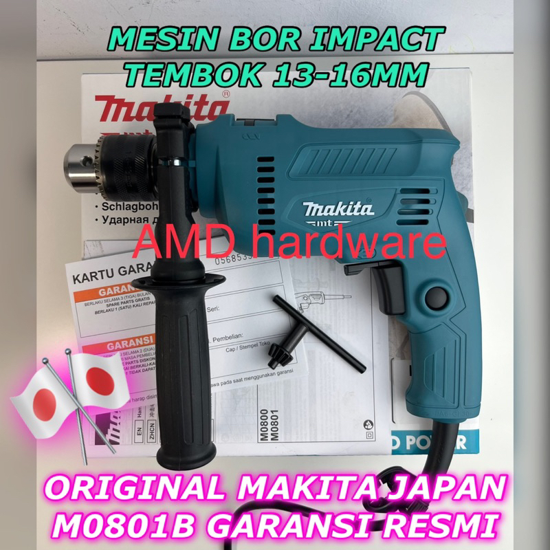 ORIGINAL MAKITA M0801B MESIN BOR TEMBOK IMPACT Drill Beton Listrik 13-16 MM Japan Pengganti MT80B Ma