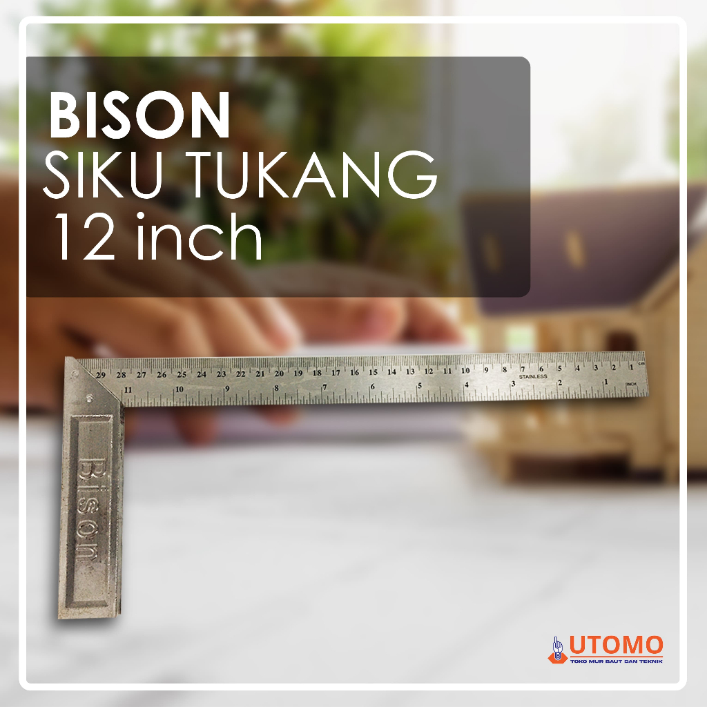 

SIKU METER TUKANG 12 INCH BISON - PENGGARIS BESI SUDUT 30 CM