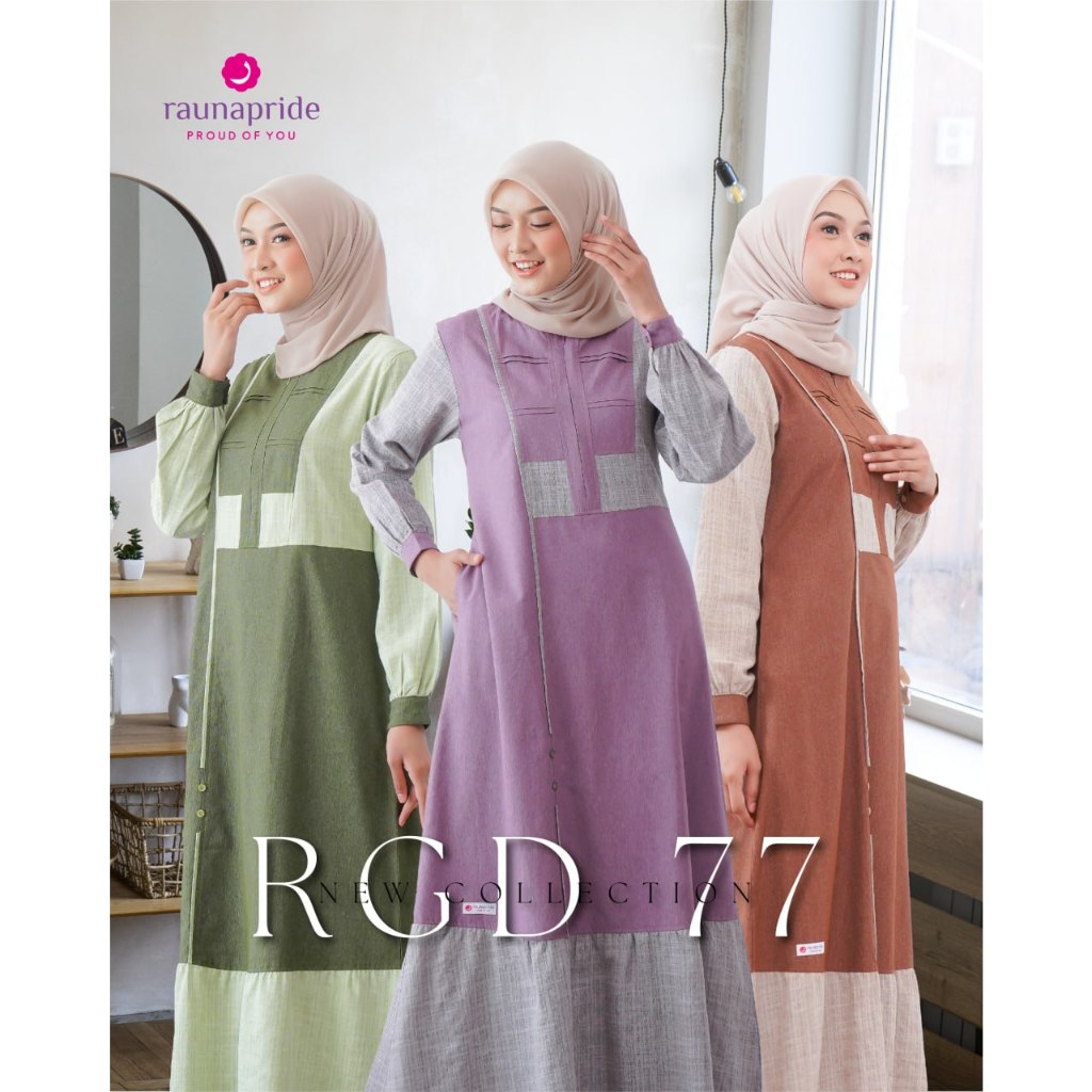 gamis rauna RGD 77 / gamis katun polos / baju muslim dewasa / dress muslim