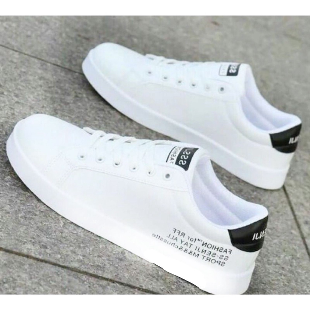 Sepatu sneakers pria wanita fashion ss senji import korea sepatu casual putih polos terbaru