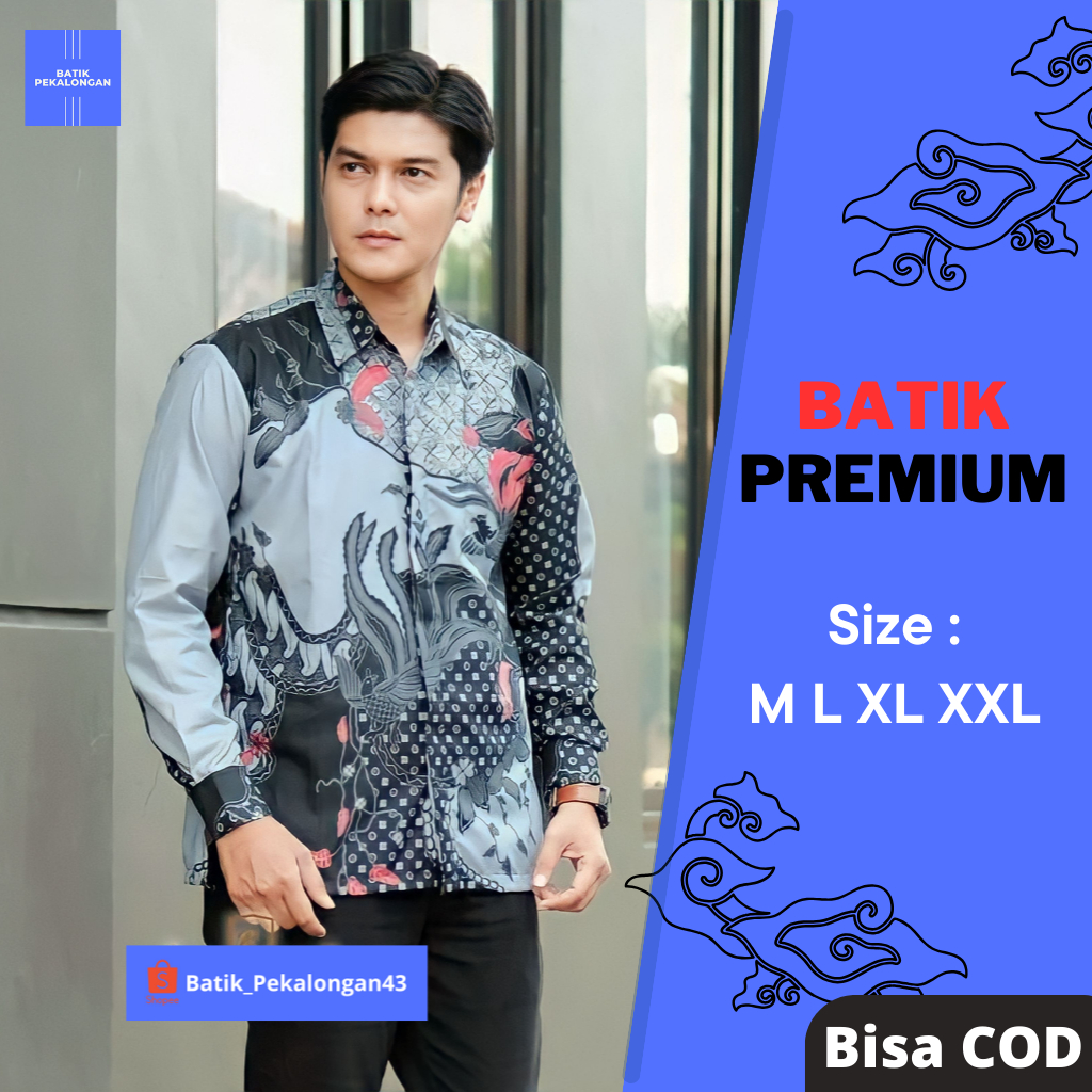 Kemeja Batik Lengan Panjang Ukuran M L XL XXL Baju Batik Pria Dewasa Motif Kekinian
