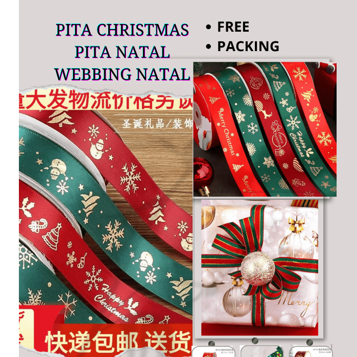 

1 ROLL Pita Natal Pita Satin Christmas Pita Hampers Natal 2,5 CM X22 YARD