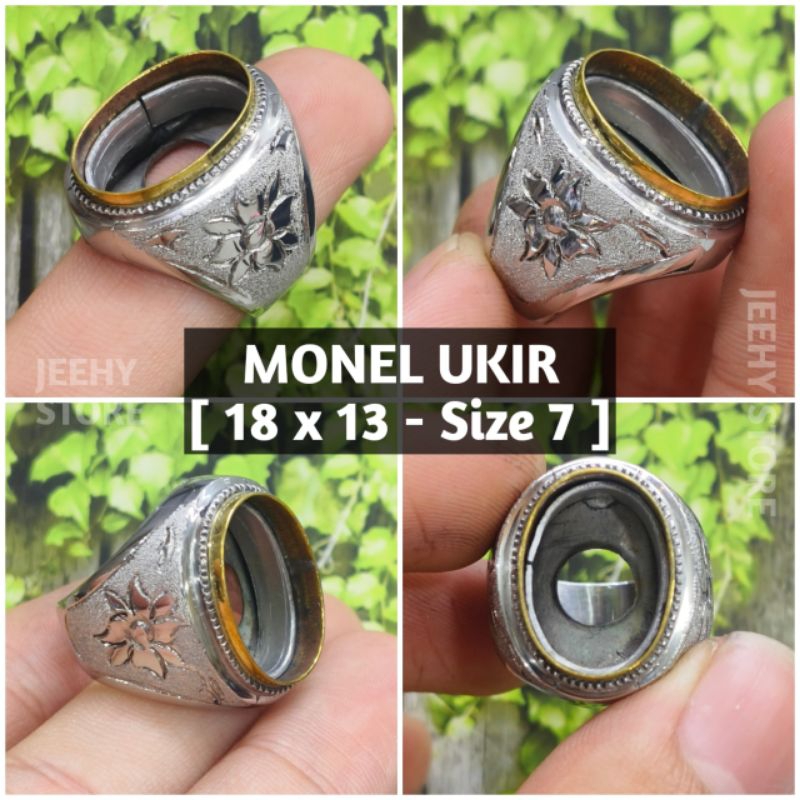 Emban Ring Cincin Monel Grafir Ukir Tanam 18x13