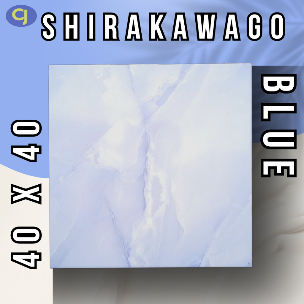 Keramik shirakawago warna blue ukuran 40x40