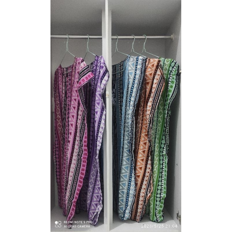 daster midi standard bahan super adem motif garis salur