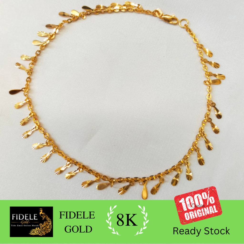 Gelang kaki hawai rumbai gelang fashion emas asli kadar muda 375
