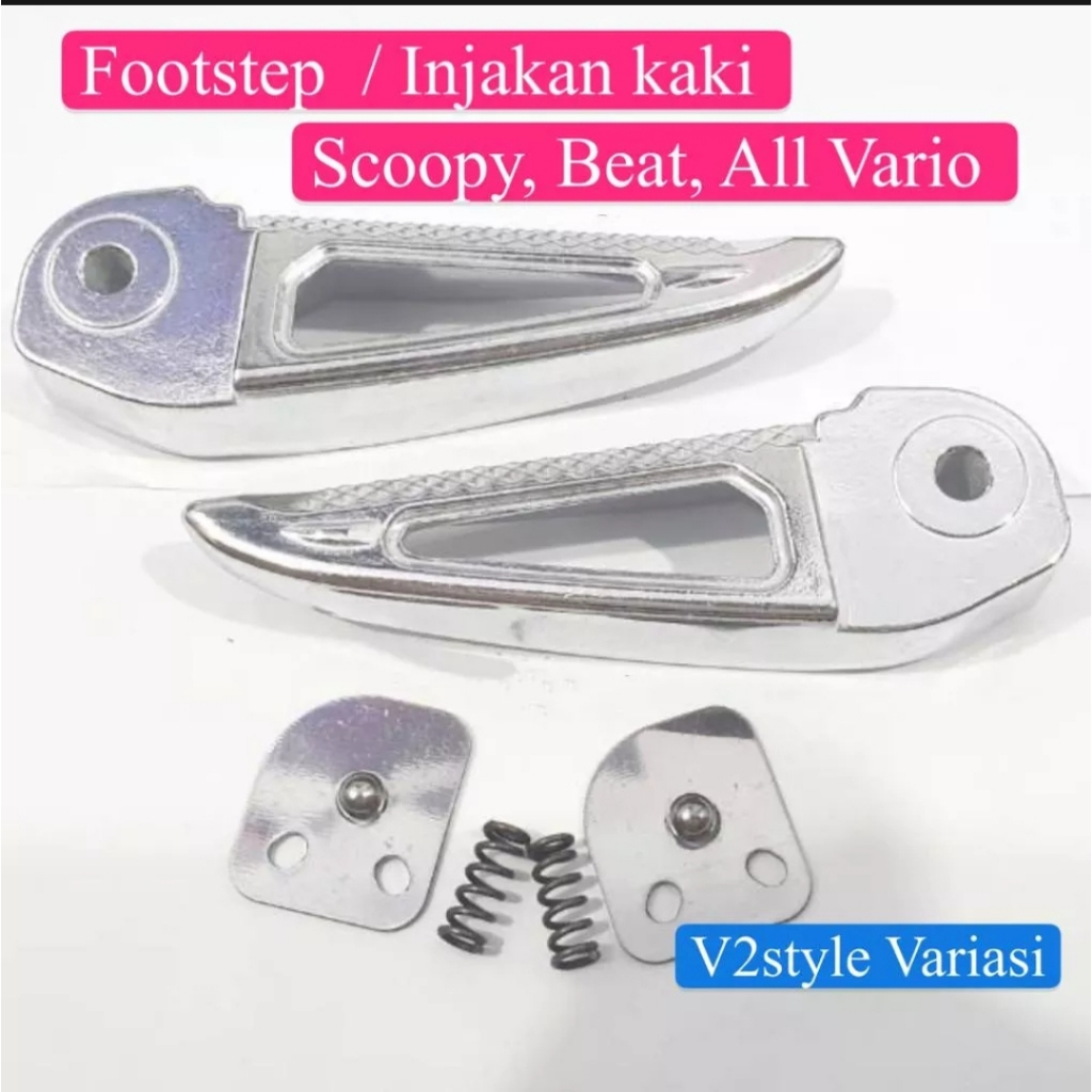 PIJAKAN KAKI  SCOOPY CHROME PRODUK LOKAL FOOTSTEP  CHROME  BEAT FI POP ESP NEW KARBU  VARIO TECH KAR