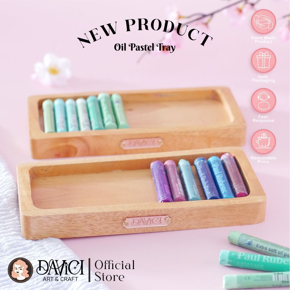 

DAVICI ART & CRAFT Oil Pastel Tray / Organizer Kayu Display Crayon