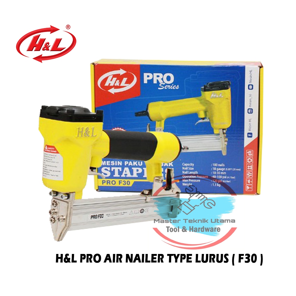 

H&L PRO Air Nailer Angin F30 Stapler Angin Paku Tembak Alat Staples Angin