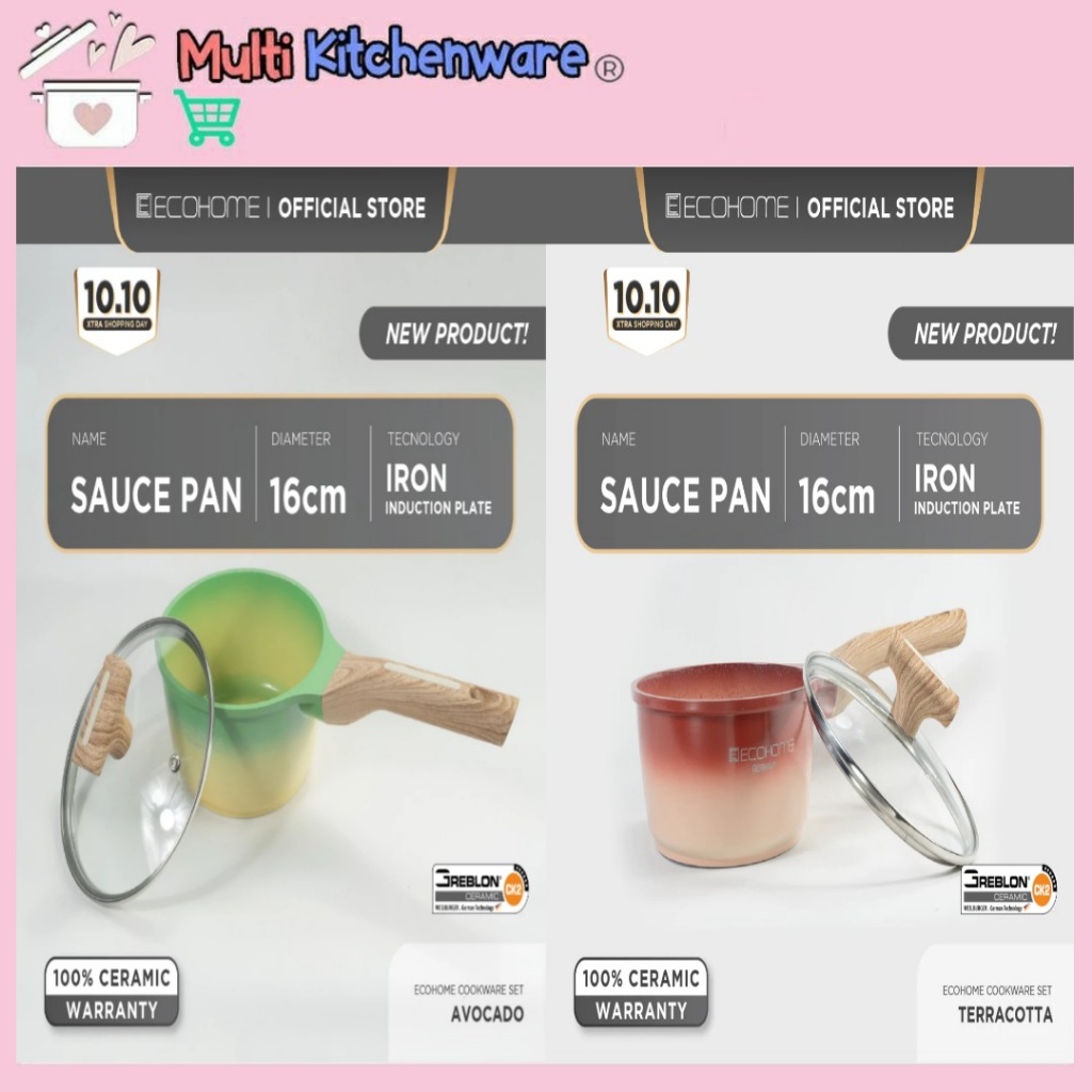 Ecohome Cookware Frypan 30 cm Ceramic Coating Greblon Anti Lengket