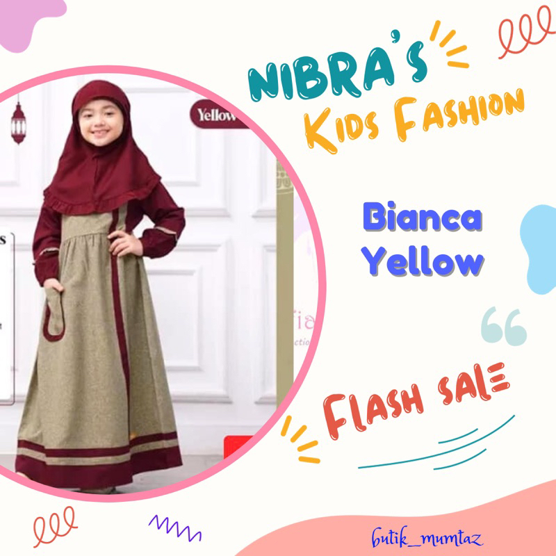bianca gamis anak yellow gold /gamis anak nibras